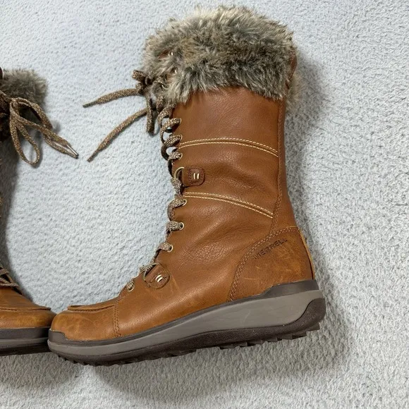 Merrell Boots Womens 7.5 Snowcreek Tall Polar Waterproof Brown Mid-Calf J001812