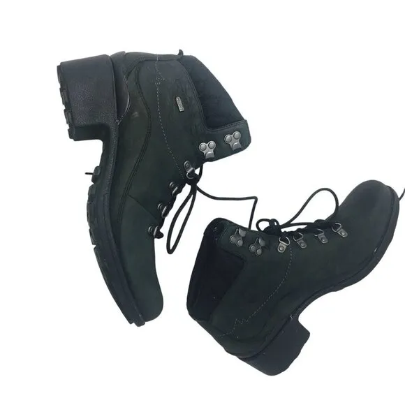 Merrell Chateau Mid Lace Waterproof Leather Boots Black Women's Size 11