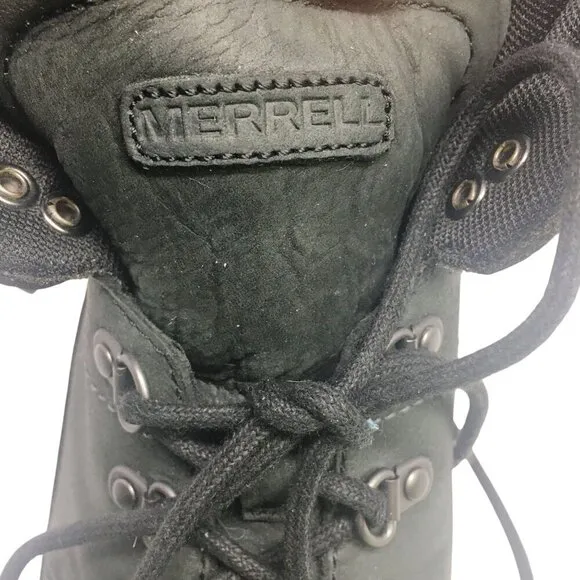 Merrell Chateau Mid Lace Waterproof Leather Boots Black Women's Size 11