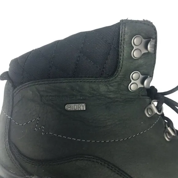 Merrell Chateau Mid Lace Waterproof Leather Boots Black Women's Size 11