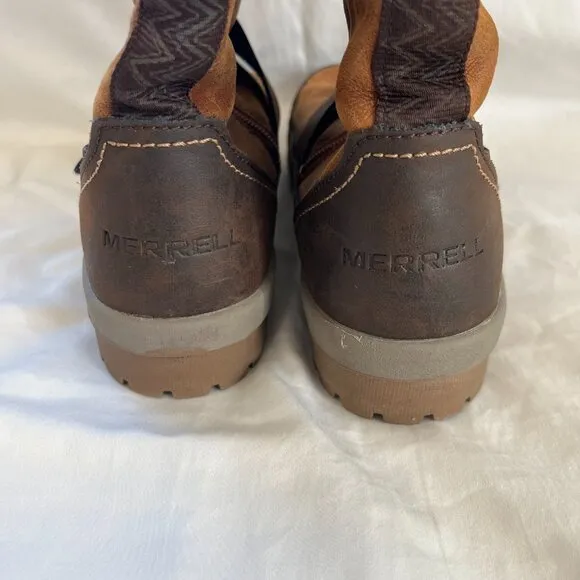 Merrell Emery Rust Distressed Leather Pull On Ankle Boot Rubber Sole | Size 9