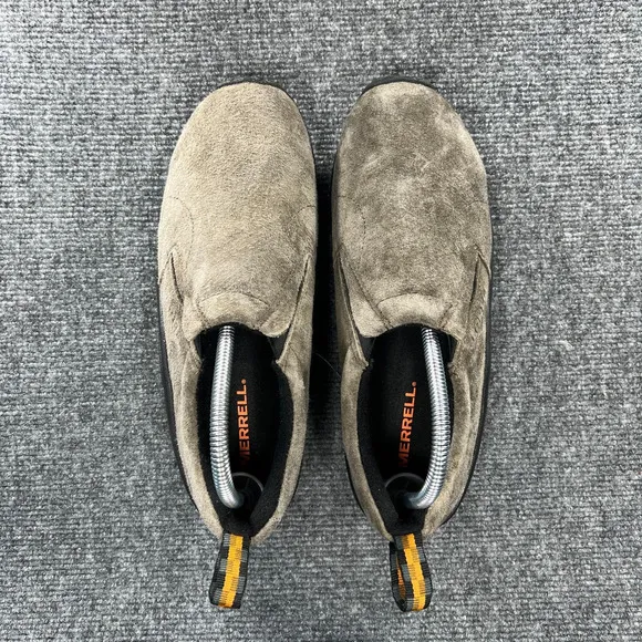 Merrell Jungle Moc Slip On Shoes Mens 8 Gray Gunsmoke Suede Hiking Trail Comfort