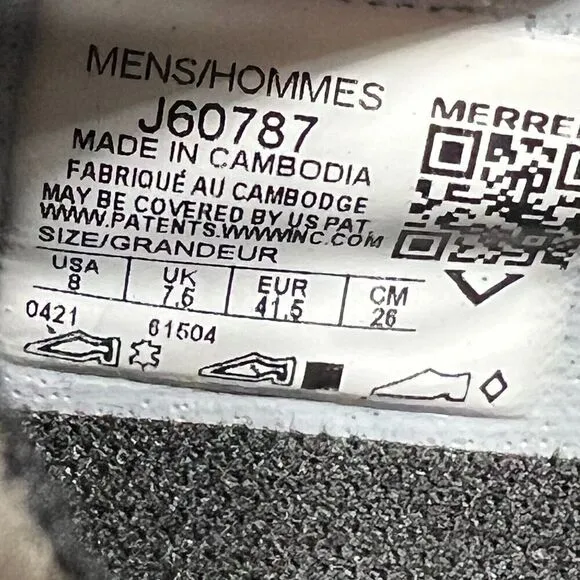 Merrell Jungle Moc Slip On Shoes Mens 8 Gray Gunsmoke Suede Hiking Trail Comfort
