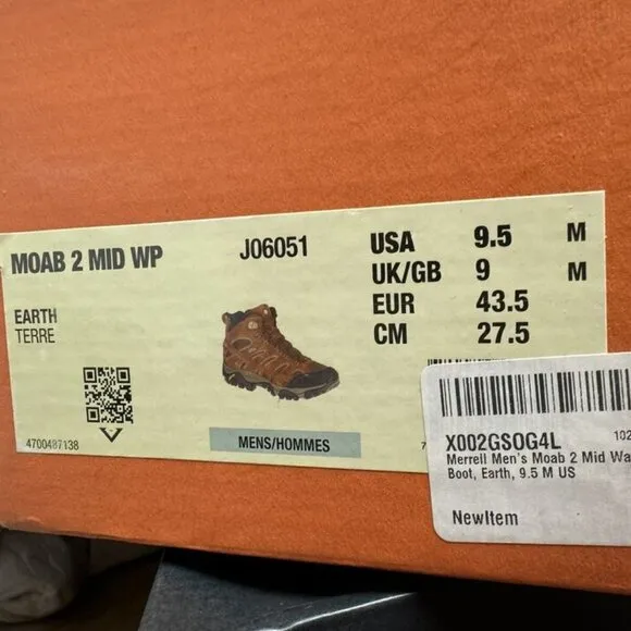 Merrell Men's Moab 2 Mid Waterproof Boot Brown Size 9.5 M
