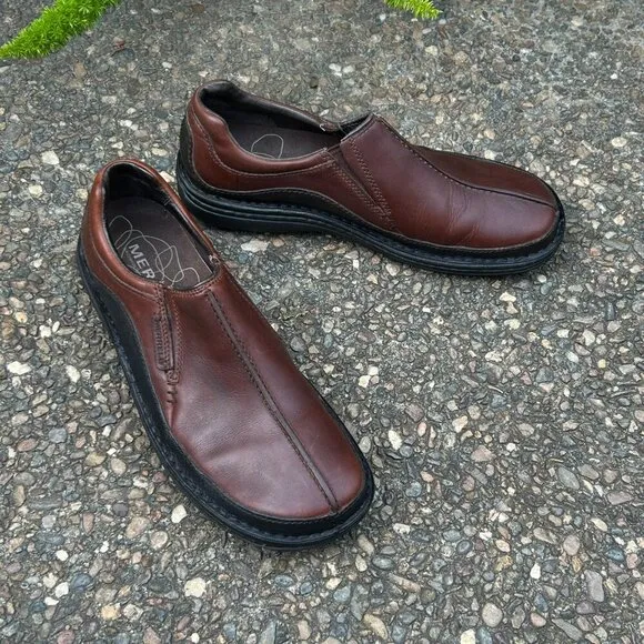 Merrell Men's Zen Redwood  Brown Leather Slip On Comfort Shoes  Size 10.5