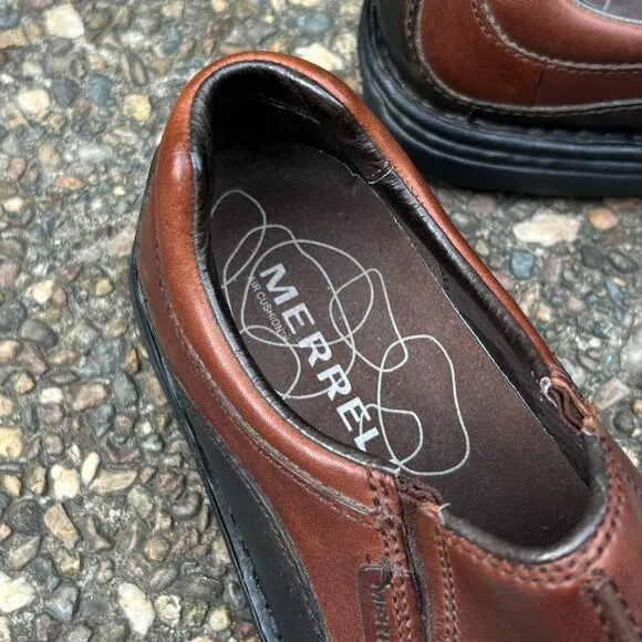 Merrell Men's Zen Redwood  Brown Leather Slip On Comfort Shoes  Size 10.5