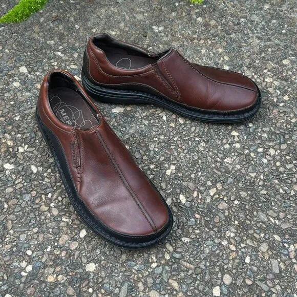 Merrell Men's Zen Redwood  Brown Leather Slip On Comfort Shoes  Size 10.5