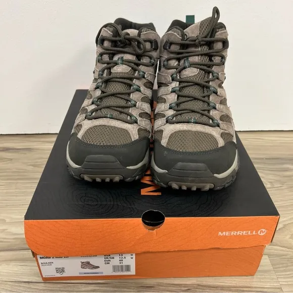 Merrell Moab 2 Mid Boulder Waterproof Hiking Shoes J033323W Men's Size 13W NIB