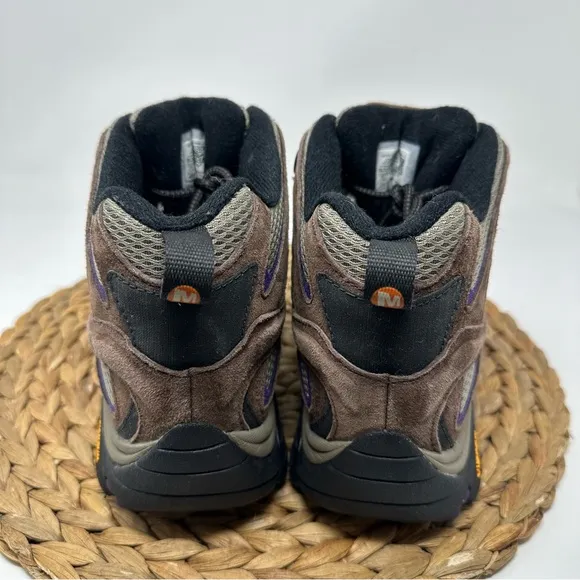 Merrell Moab Mid Hiking Shoes Dark Brown Purple Size 11 WIDE Women's