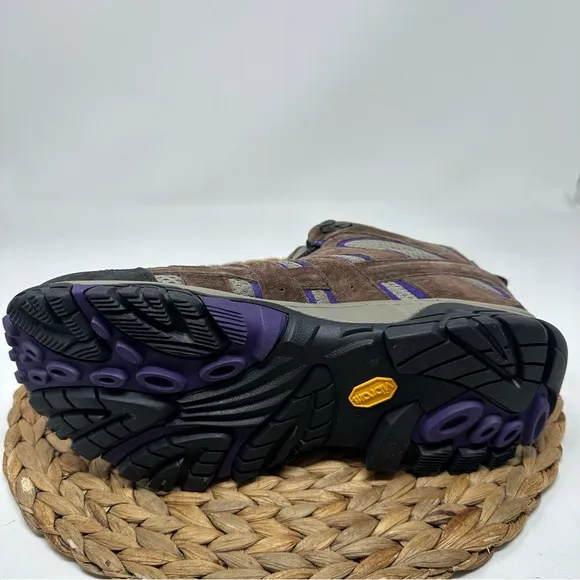 Merrell Moab Mid Hiking Shoes Dark Brown Purple Size 11 WIDE Women's