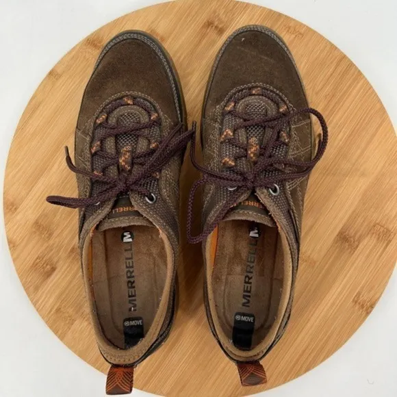 Merrell Shoes Womens 7 Brown Suede Mimosa Glee Mocha Hiking Trail Low Sneakers