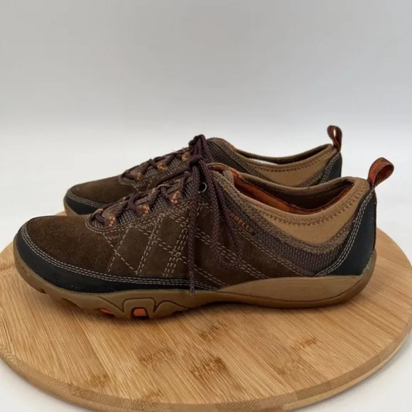 Merrell Shoes Womens 7 Brown Suede Mimosa Glee Mocha Hiking Trail Low Sneakers