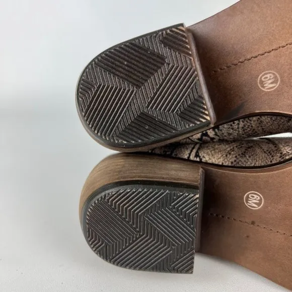 Mia Jaylee Womens Snake Print Faux Suede Ankle Boots Tan Brown Booties size 6