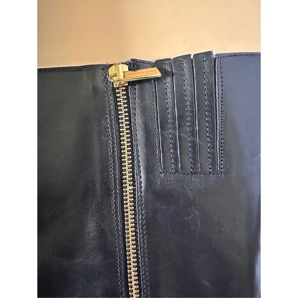 Michael Kors Caroline Black Leather with Gold Hardware Woman Boots Sz 8