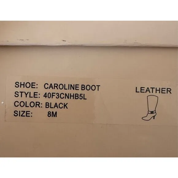 Michael Kors Caroline Black Leather with Gold Hardware Woman Boots Sz 8