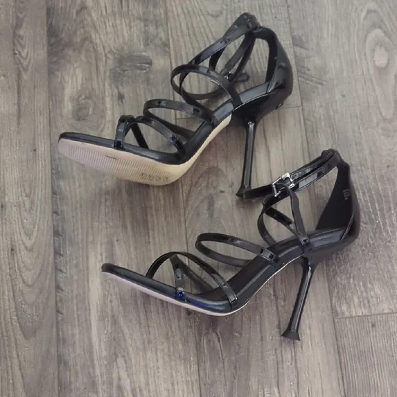 Michael Kors Imani Patent Leather Sandal  Black Strappy Heels