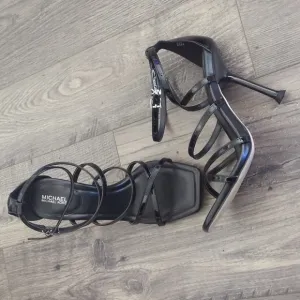 Michael Kors Imani Patent Leather Sandal  Black Strappy Heels