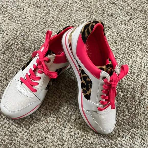 Michael Kors Stylish White and Pink Women's Sneakers