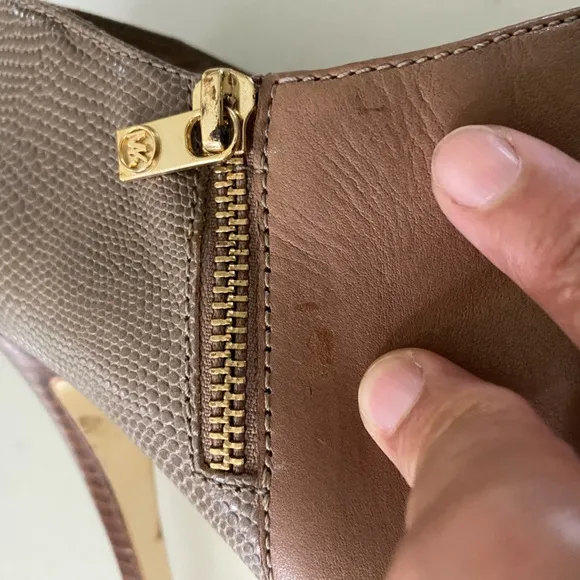 Michael Kors York Zip Up Ankle Booties Brown Leather Stiletto Heel size 10M