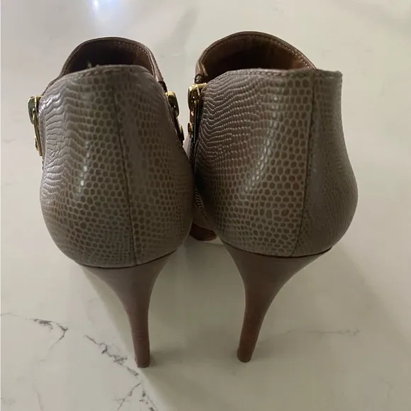 Michael Kors York Zip Up Ankle Booties Brown Leather Stiletto Heel size 10M