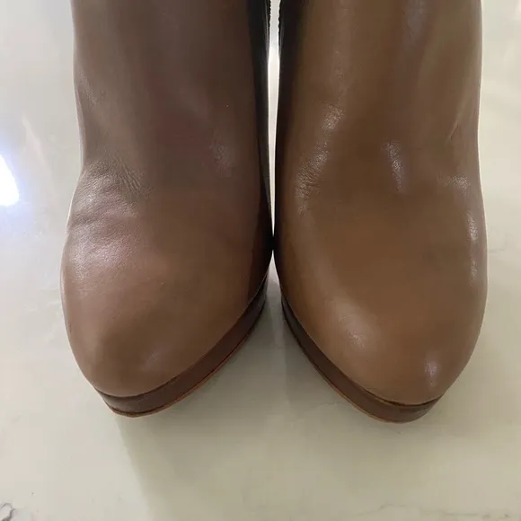 Michael Kors York Zip Up Ankle Booties Brown Leather Stiletto Heel size 10M