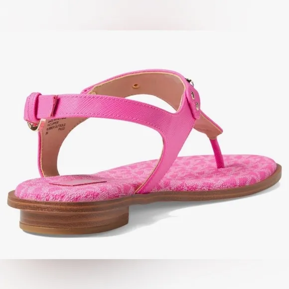 MICHAEL Michael Kors MK Plate Leather Thong Sandal In Magenta Size 7.5 NW