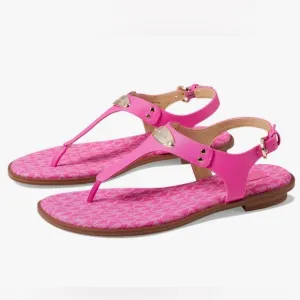 MICHAEL Michael Kors MK Plate Leather Thong Sandal In Magenta Size 7.5 NW