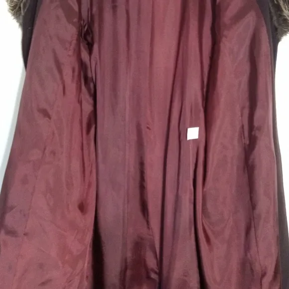 Midnight Velvet Vintage longline wool dress coat with fur trim women's size 14