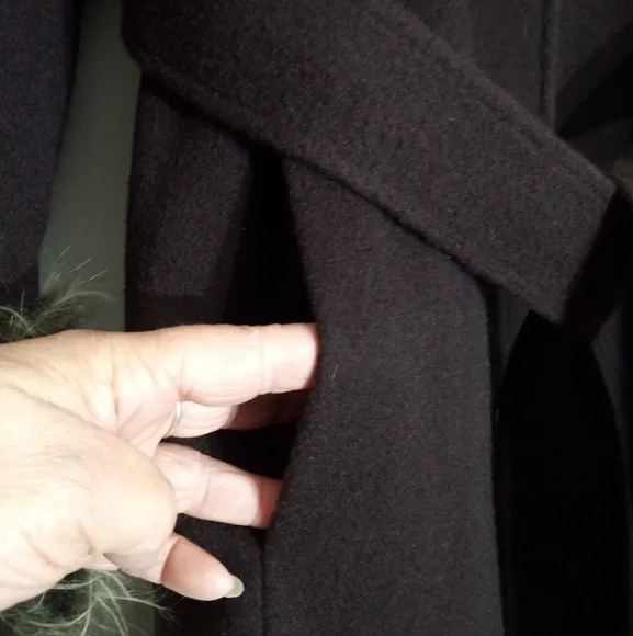 Midnight Velvet Vintage longline wool dress coat with fur trim women's size 14