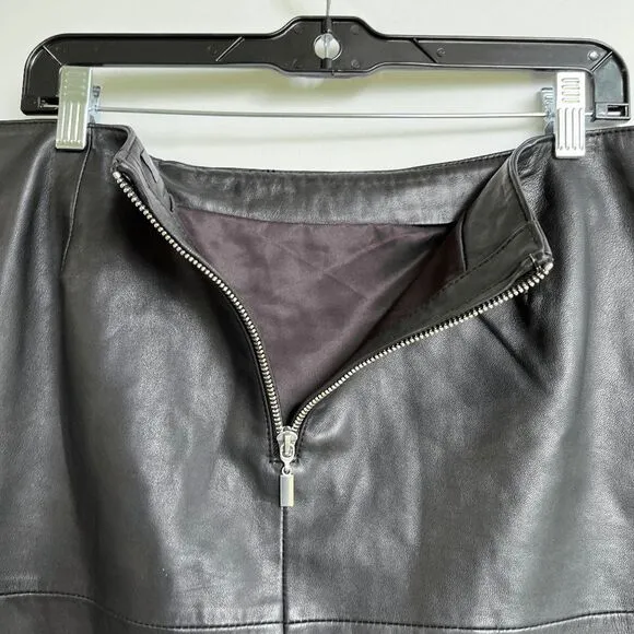 Mint Velvet Black Leather &amp; Suede Crossover Wrap Miniskirt - SZ 12