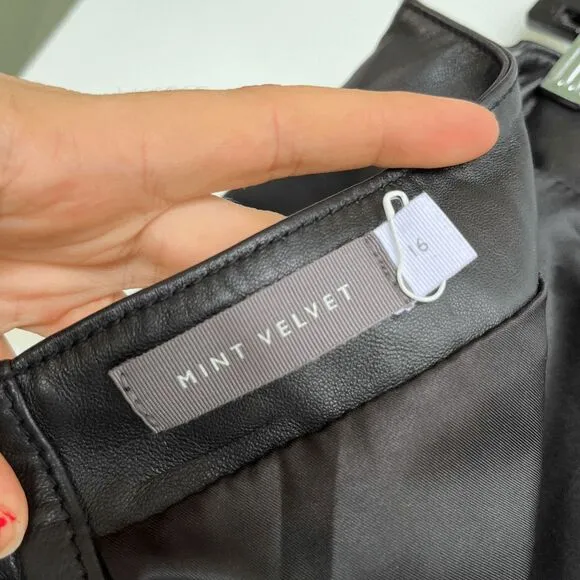 Mint Velvet Black Leather &amp; Suede Crossover Wrap Miniskirt - SZ 12