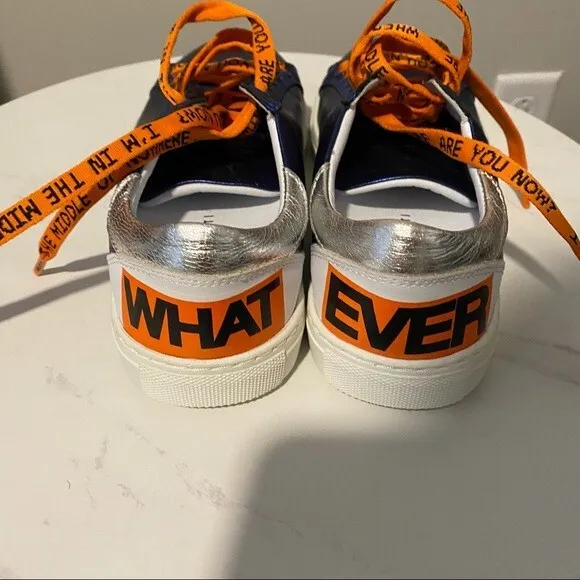 Mira Mikati Rare Blue Orange Leather Whatever Shimmer Casual Sneakers