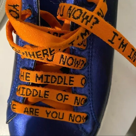 Mira Mikati Rare Blue Orange Leather Whatever Shimmer Casual Sneakers