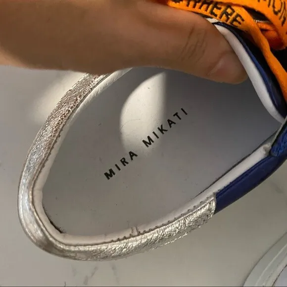 Mira Mikati Rare Blue Orange Leather Whatever Shimmer Casual Sneakers
