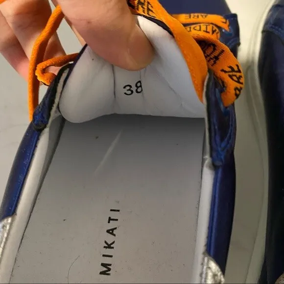Mira Mikati Rare Blue Orange Leather Whatever Shimmer Casual Sneakers