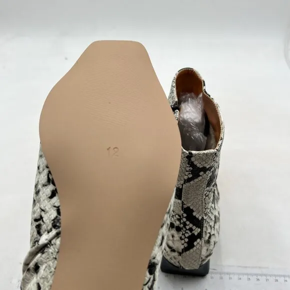 miss left Women's Square Closed Toe Low Chunky Heel Ankle Booties Snakeskin Shoe