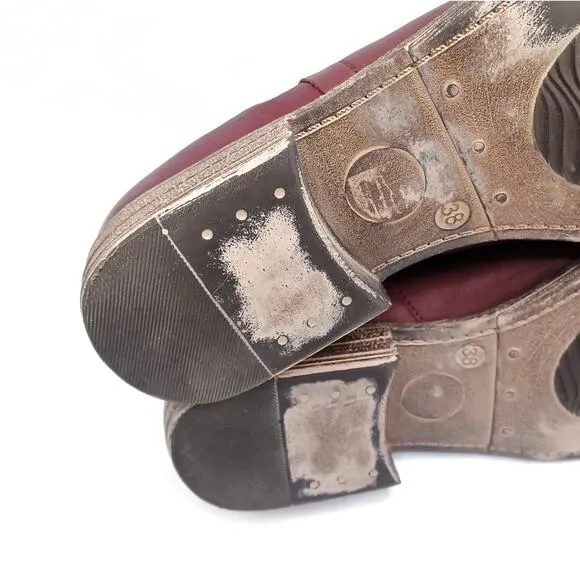 MIZ MOOZ Burgundy Studded Leather Ankle Booties | Boho Western Festival Boots
