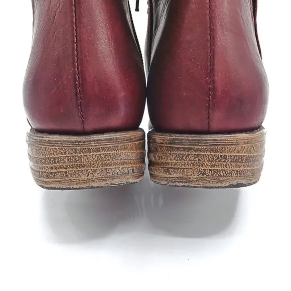 MIZ MOOZ Burgundy Studded Leather Ankle Booties | Boho Western Festival Boots