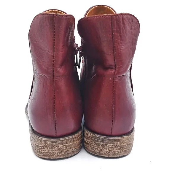 MIZ MOOZ Burgundy Studded Leather Ankle Booties | Boho Western Festival Boots