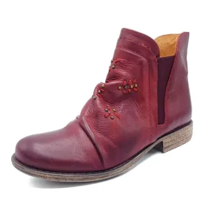 MIZ MOOZ Burgundy Studded Leather Ankle Booties | Boho Western Festival Boots