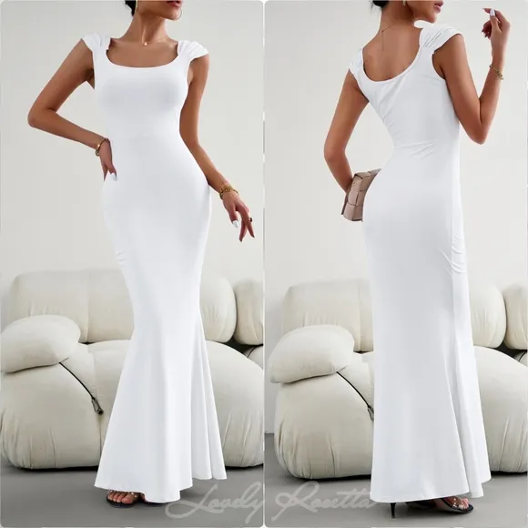 Modern Cap Sleeve Scoop Neck Maxi Dress