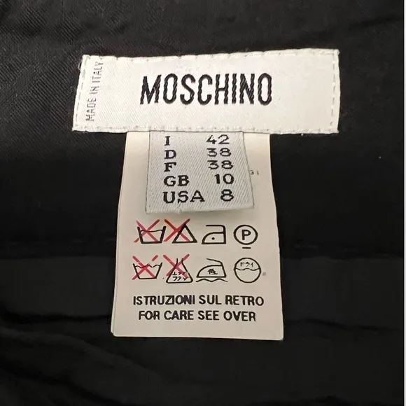 Moschino Black pleated knit textured Wool flare midi flare high waist skirt 8