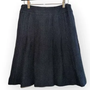 Moschino Black pleated knit textured Wool flare midi flare high waist skirt 8