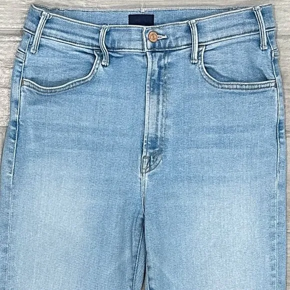 Mother The Hustler Ankle Fray Jeans in High-Life Light Wash Denim Women’s Sz 31
