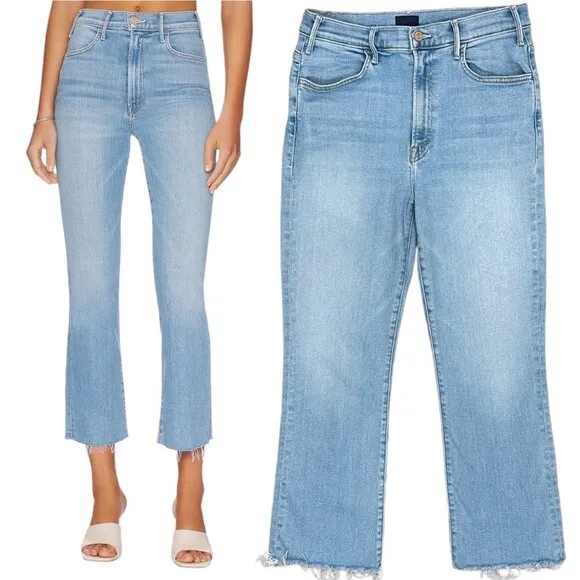 Mother The Hustler Ankle Fray Jeans in High-Life Light Wash Denim Women’s Sz 31