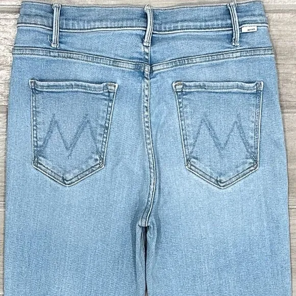 Mother The Hustler Ankle Fray Jeans in High-Life Light Wash Denim Women’s Sz 31