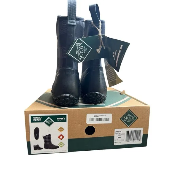 Muck Boot Company Women's Muckster II Mid Waterproof Boot Navy Plaid Size 8