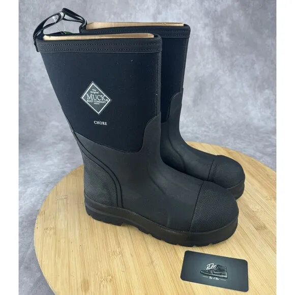 Muck Chore Classic CHM-000A Unisex Adult Black Mid Calf Work Boots Size M5 W6