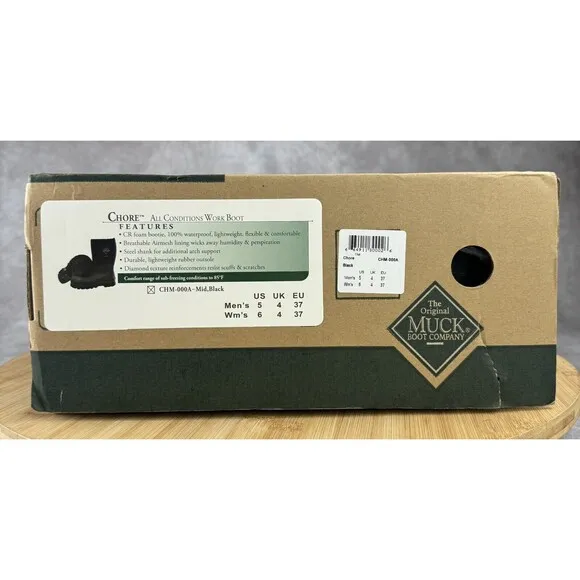 Muck Chore Classic CHM-000A Unisex Adult Black Mid Calf Work Boots Size M5 W6