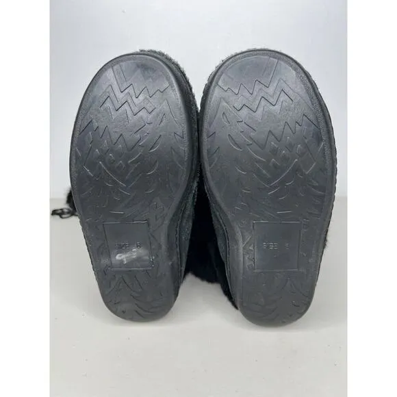 Mukluks Rabbit Fur Beaded Suede Boots Size Black Women’s Size 6